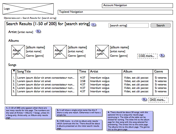 Wireframe - Search Results